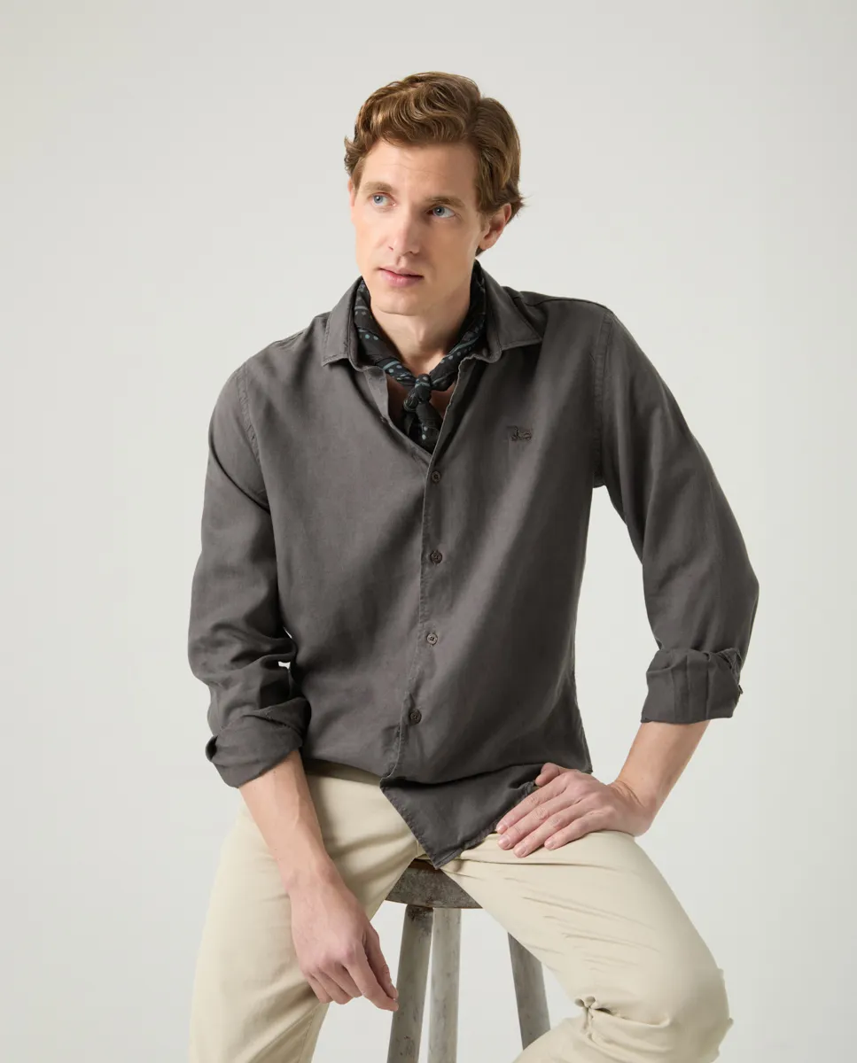 Camisa Forest Tencel Linen Gris Oscuro - Image 6