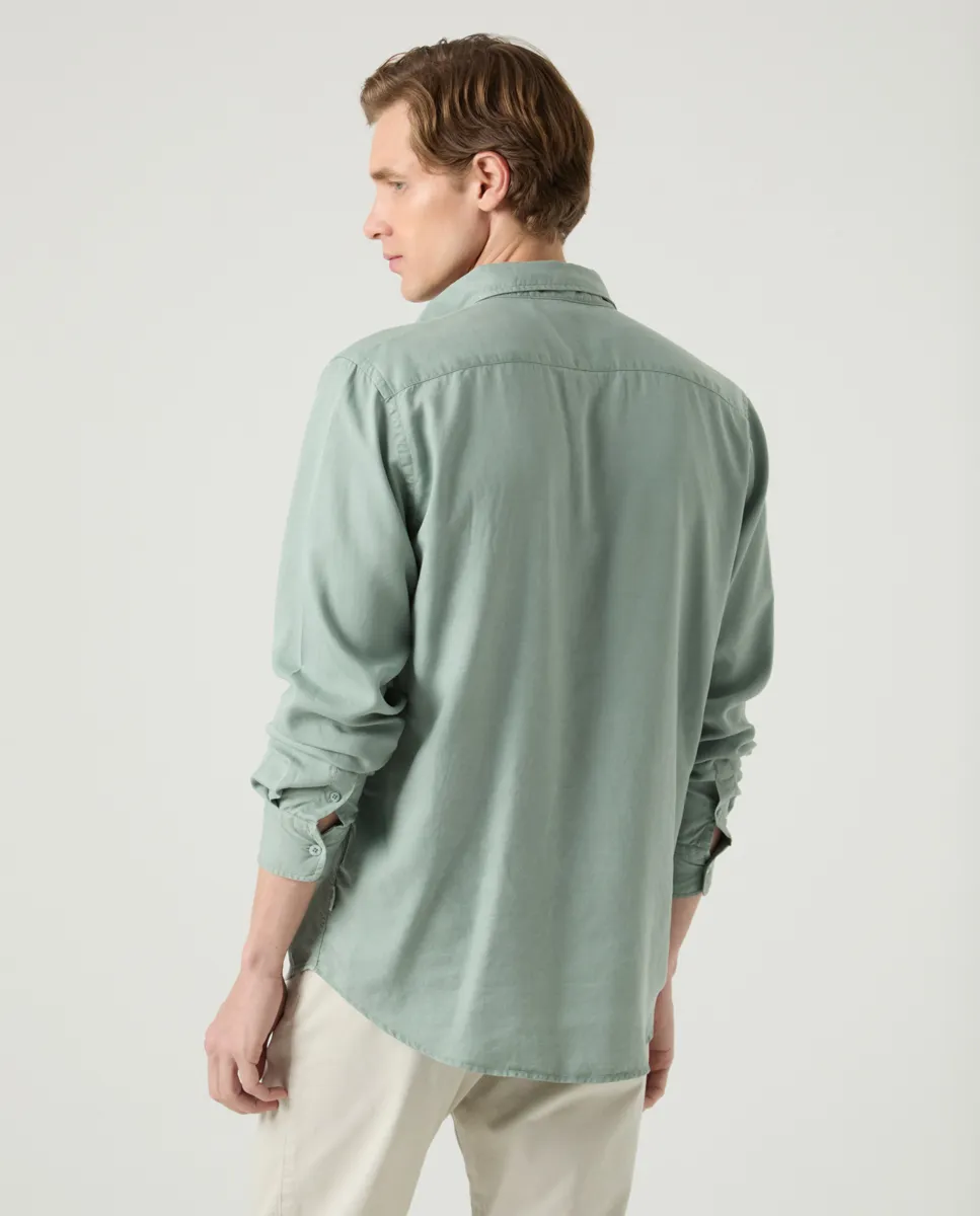 Camisa Polera Forest Tencel Linen Khaki - Image 3