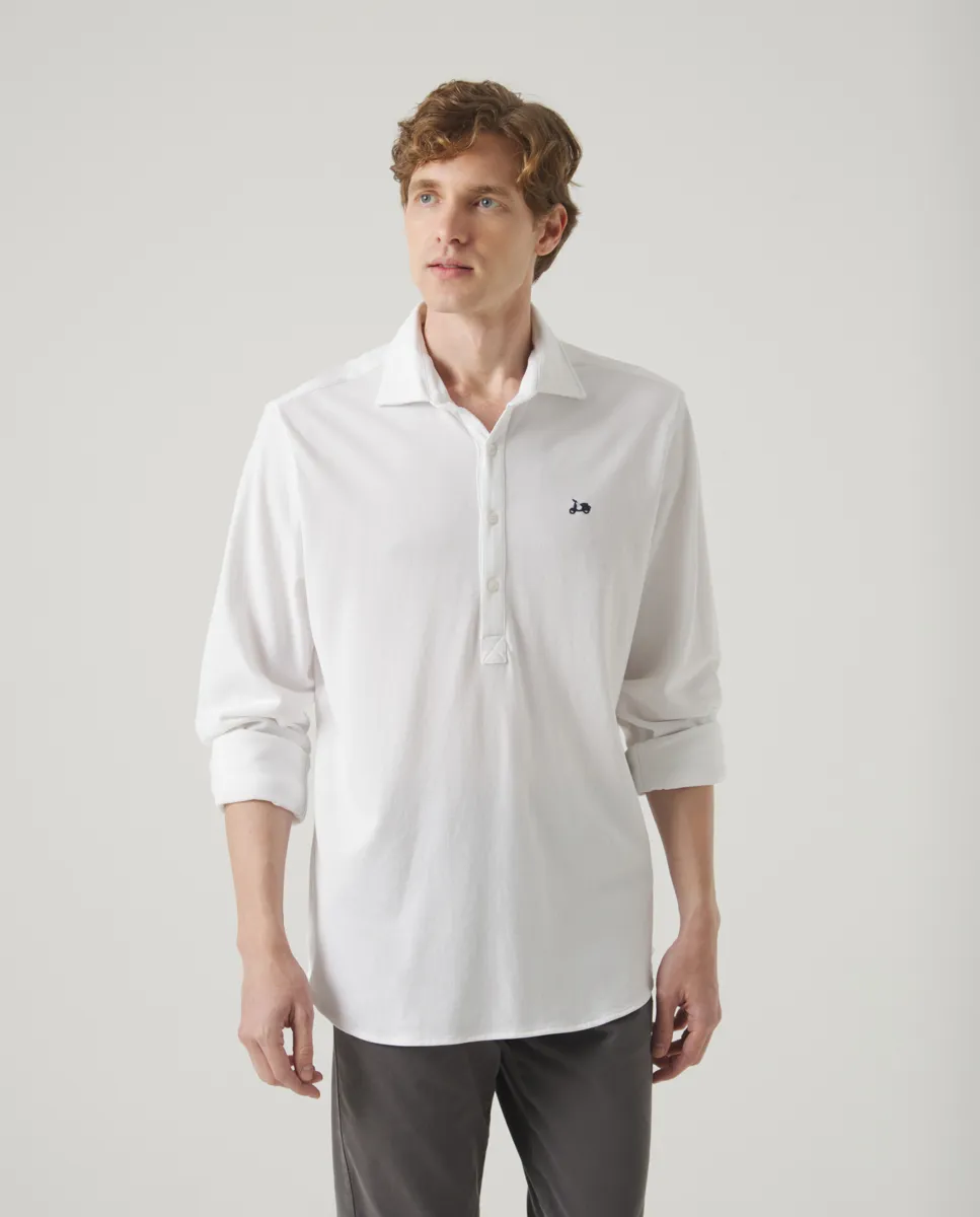 Camisa Polera Piqué Blanco