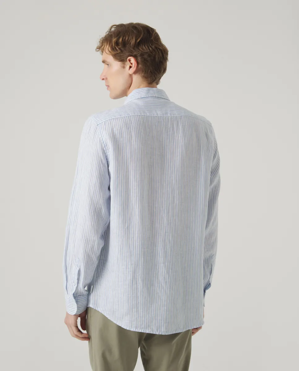 Camisa Raya Vertical Linen Celeste - Image 2
