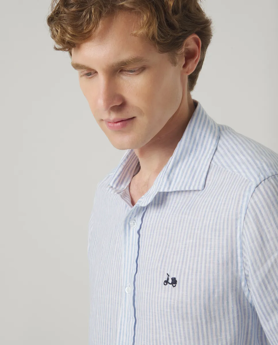 Camisa Raya Vertical Linen Celeste - Image 3