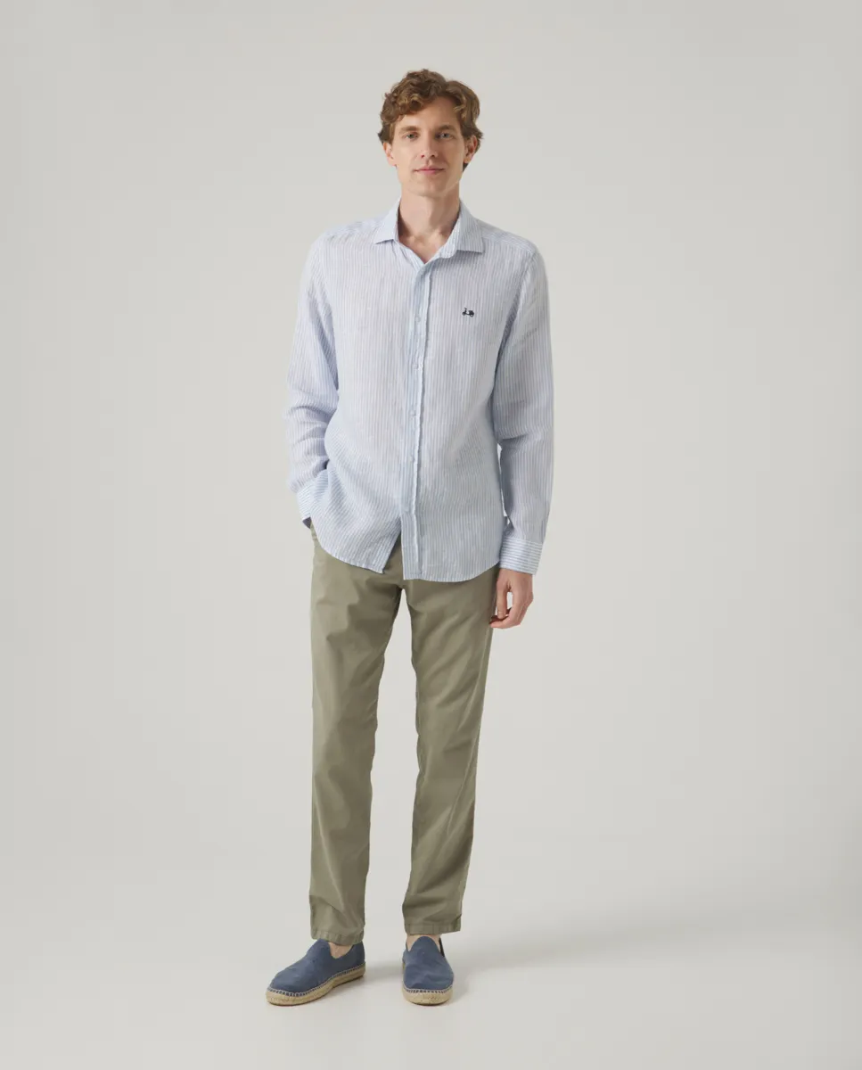 Camisa Raya Vertical Linen Celeste - Image 4