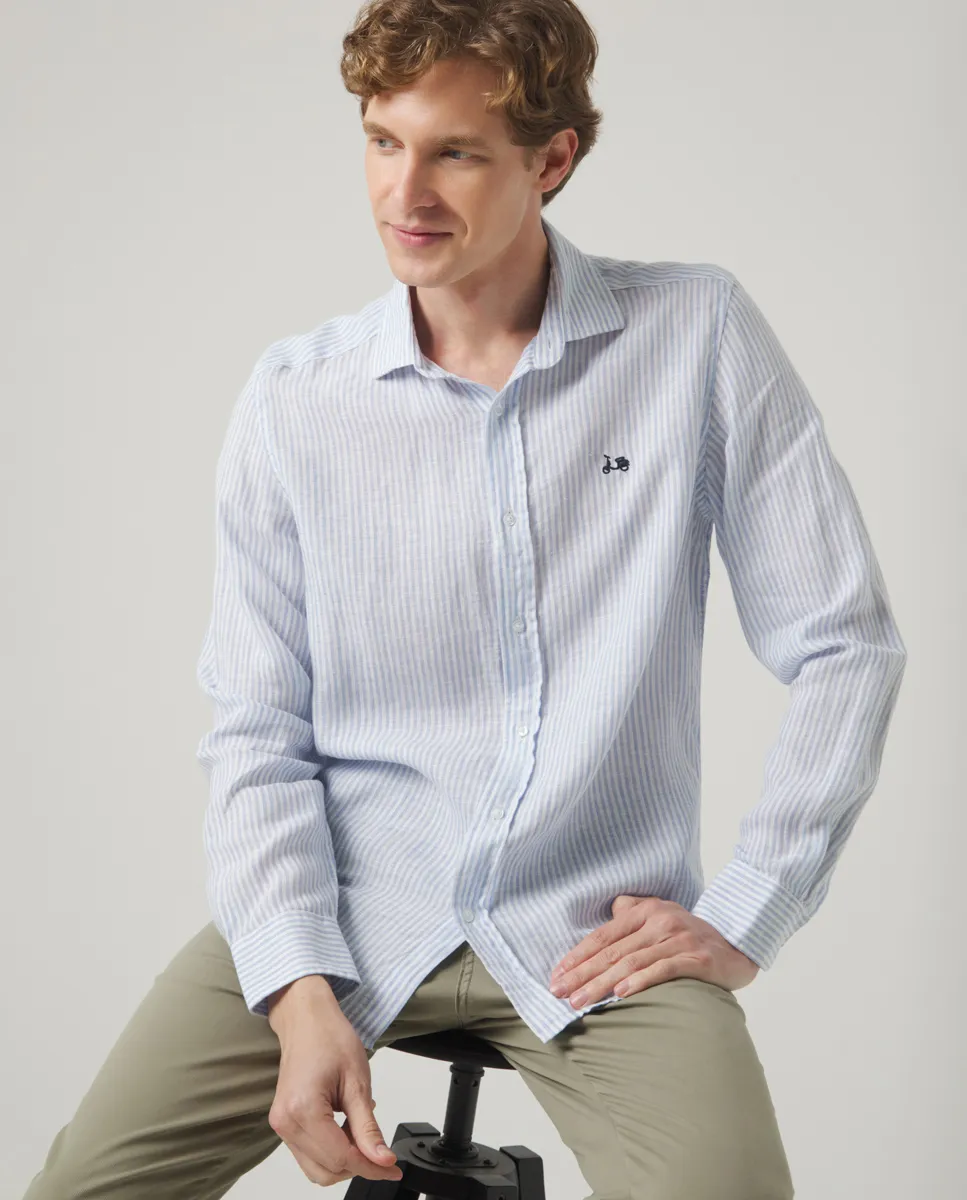 Camisa Raya Vertical Linen Celeste - Image 5