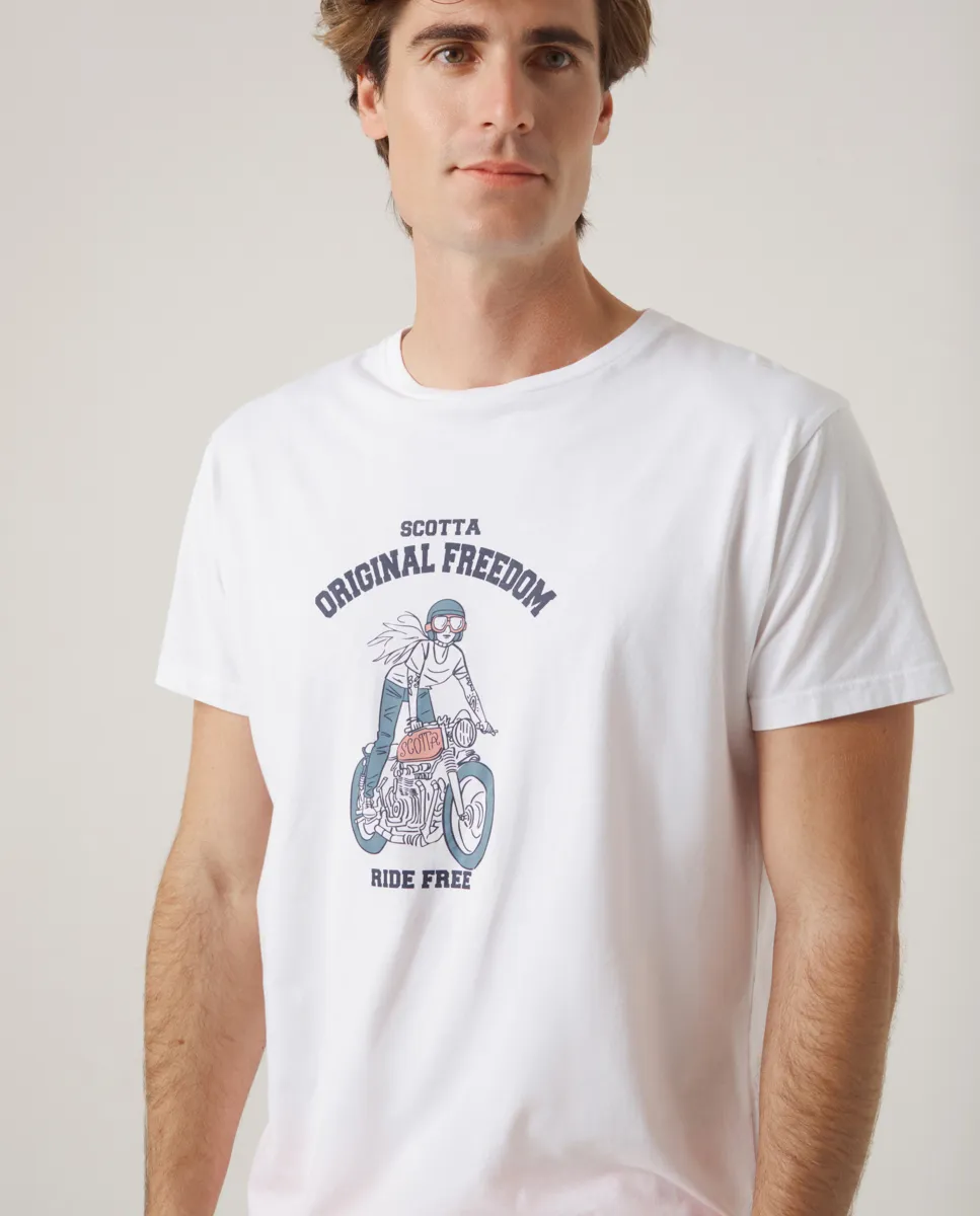 Camiseta Moto Girl Blanco - Image 3