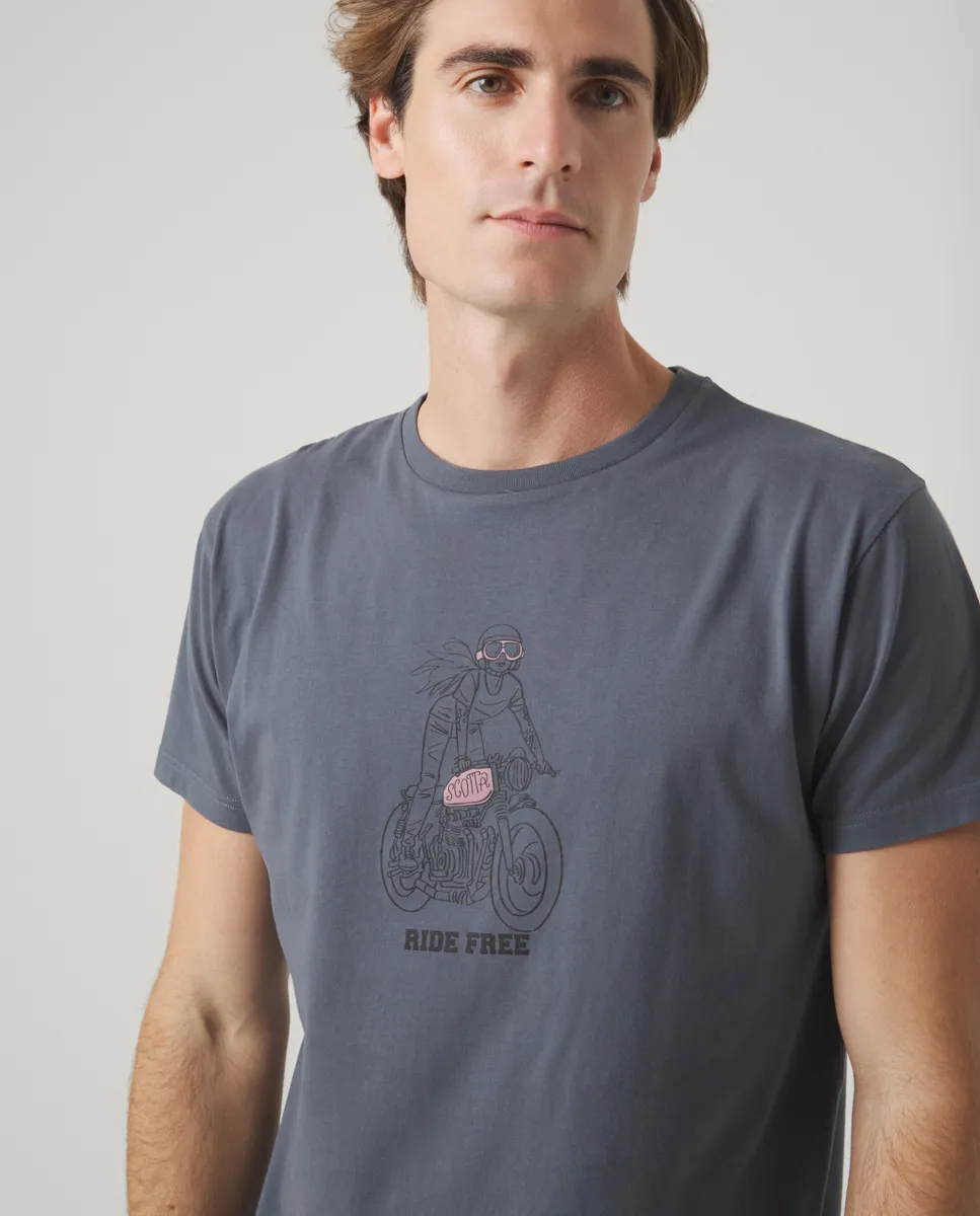 Camiseta Moto Girl Gris Oscuro - Image 2