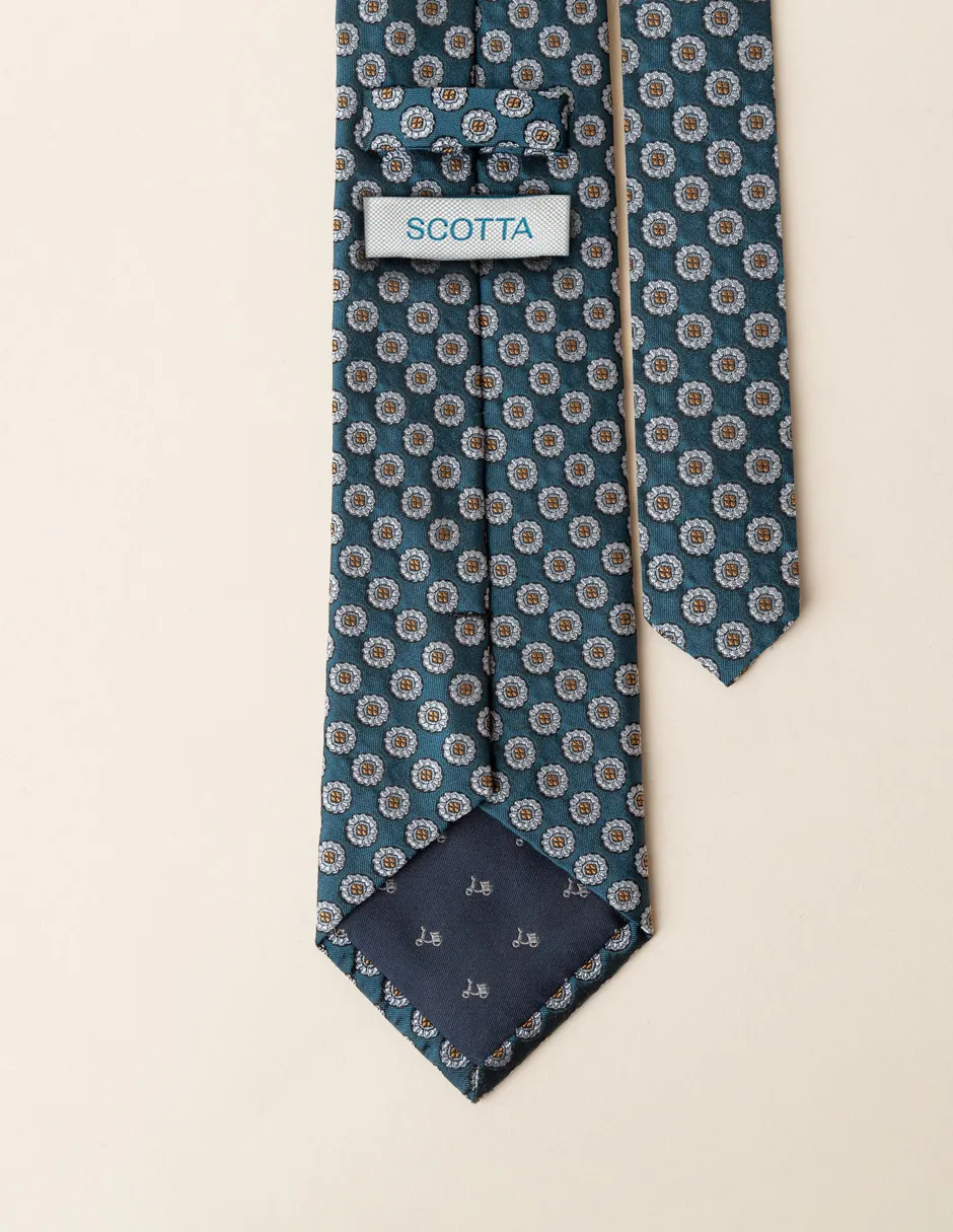 Corbata seda flores marino - Image 3