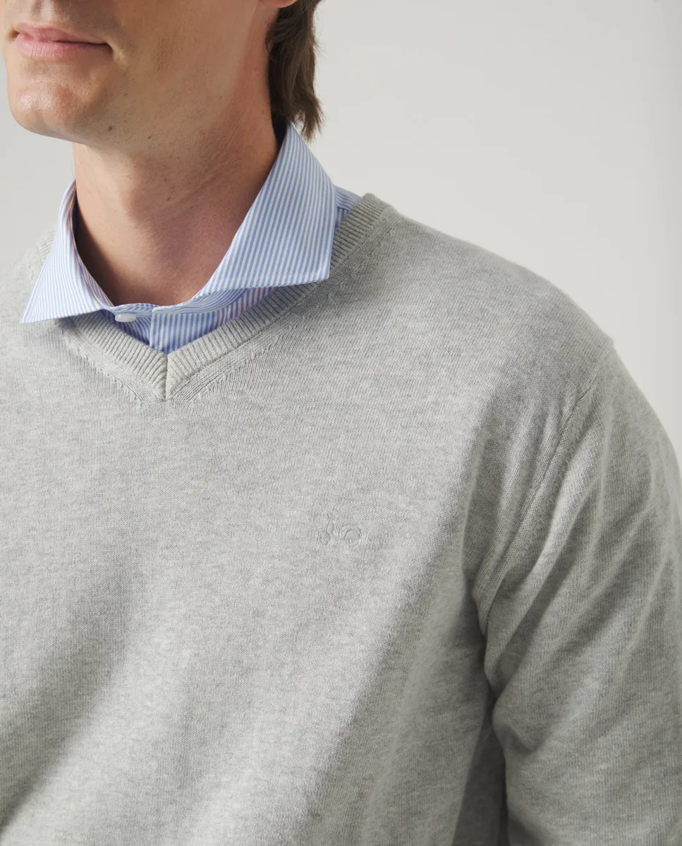Jersey Classic V Neck Cotton Gris - Image 4