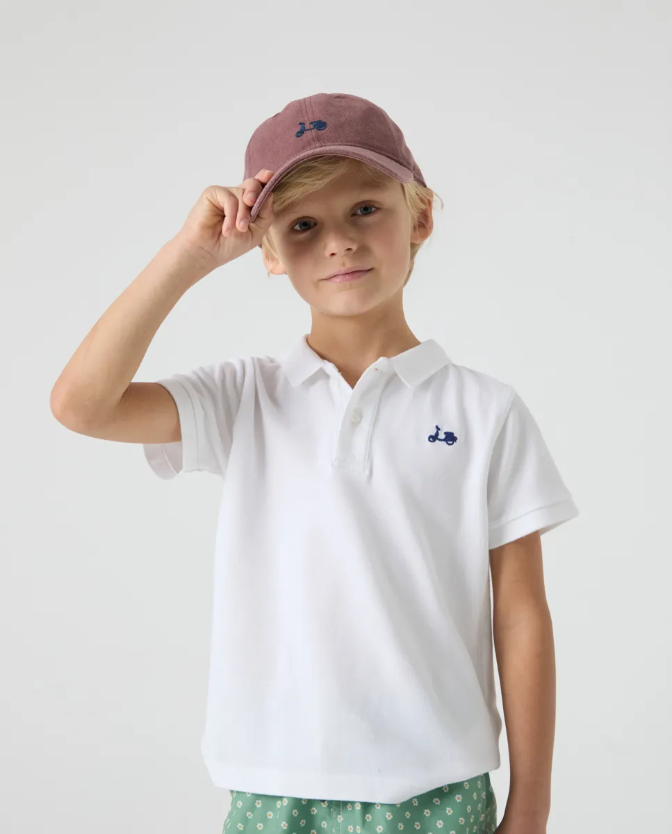 Polo Niño Logo Stitch Blanco